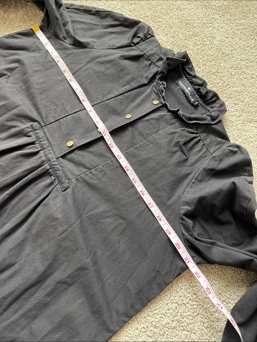 Tuckernuck Pomander Place Claiborne Button Down Shift Puff Sleeve Black Dress - Picture 11 of 11